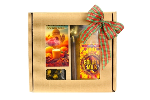 Zestaw Prezentowy GOLDEN MILK (ZŁOTE MLEKO) Herbata Łyżeczka|Haldi Ka Doodh